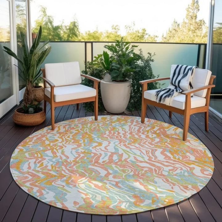 Saphara Orange Washable Indoor-Outdoor Rug-Outdoor Rugs-LOOMLAN Rugs-LOOMLAN