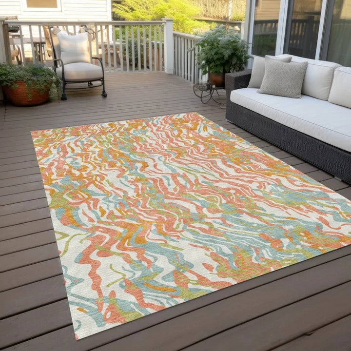 Saphara Orange Washable Indoor-Outdoor Rug-Outdoor Rugs-LOOMLAN Rugs-LOOMLAN