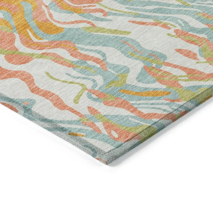 Saphara Orange Washable Indoor-Outdoor Rug-Outdoor Rugs-LOOMLAN Rugs-LOOMLAN