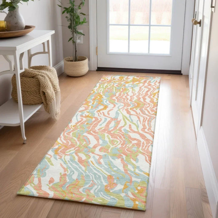 Saphara Orange Washable Indoor-Outdoor Rug-Outdoor Rugs-LOOMLAN Rugs-LOOMLAN
