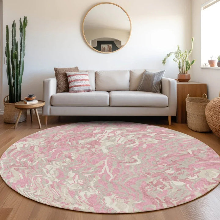 Saphara Pink Washable Indoor-Outdoor Rug-Outdoor Rugs-LOOMLAN Rugs-LOOMLAN