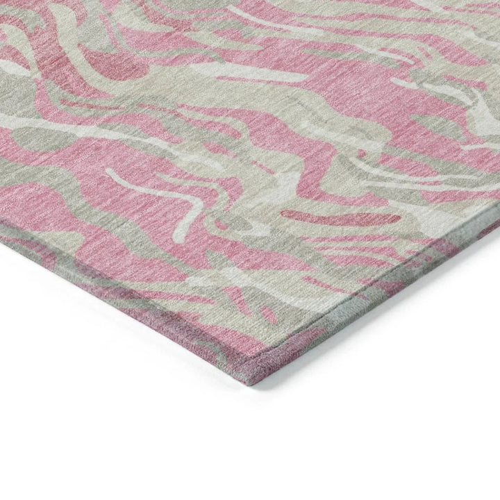 Saphara Pink Washable Indoor-Outdoor Rug-Outdoor Rugs-LOOMLAN Rugs-LOOMLAN