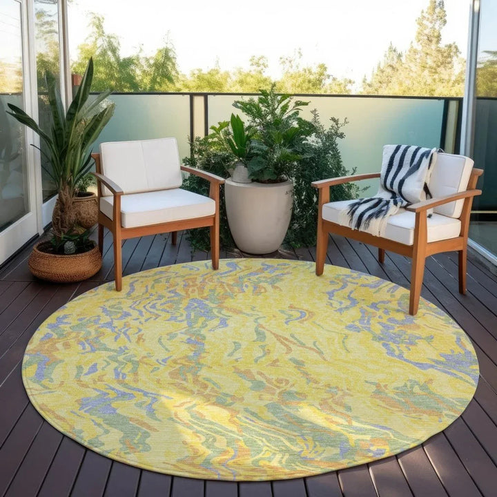 Saphara Yellow Washable Indoor-Outdoor Rug-Outdoor Rugs-LOOMLAN Rugs-LOOMLAN
