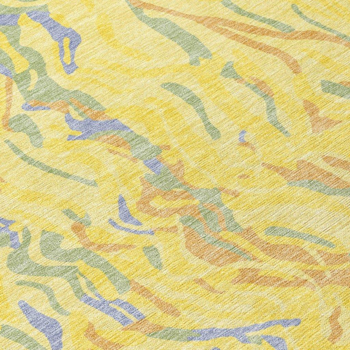 Saphara Yellow Washable Indoor-Outdoor Rug-Outdoor Rugs-LOOMLAN Rugs-LOOMLAN