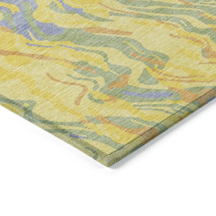 Saphara Yellow Washable Indoor-Outdoor Rug-Outdoor Rugs-LOOMLAN Rugs-LOOMLAN