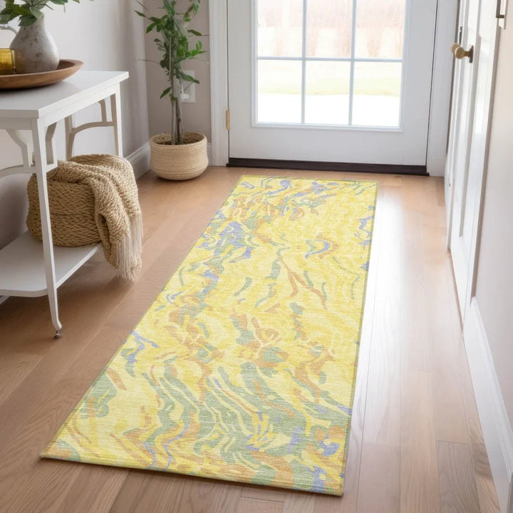 Saphara Yellow Washable Indoor-Outdoor Rug-Outdoor Rugs-LOOMLAN Rugs-LOOMLAN
