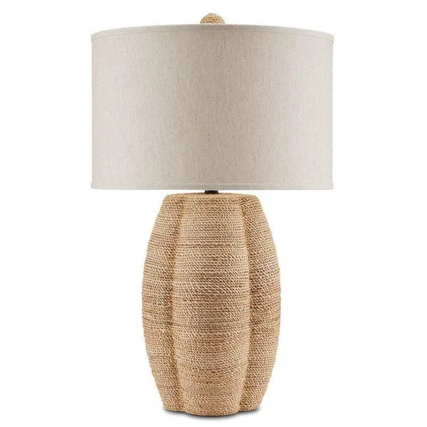 Satin Black Abaca Rope Karnak Table Lamp Barry Goralnick Table Lamps LOOMLAN By Currey & Co