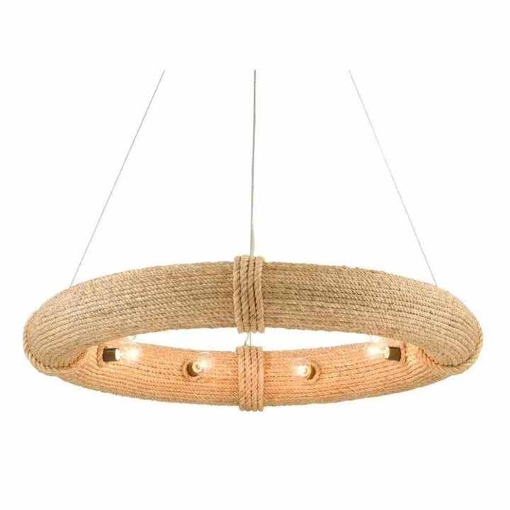 Satin Black Abaca Rope Portmeirion Chandelier - LOOMLAN - Currey & Co - Chandeliers