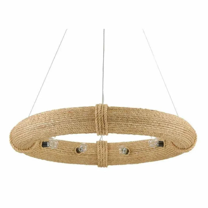 Satin Black Abaca Rope Portmeirion Chandelier - LOOMLAN - Currey & Co - Chandeliers
