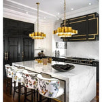 Satin Black Gold Leaf Grand Lotus Black Chandelier