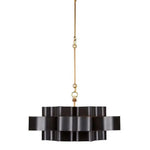 Satin Black Gold Leaf Grand Lotus Black Chandelier