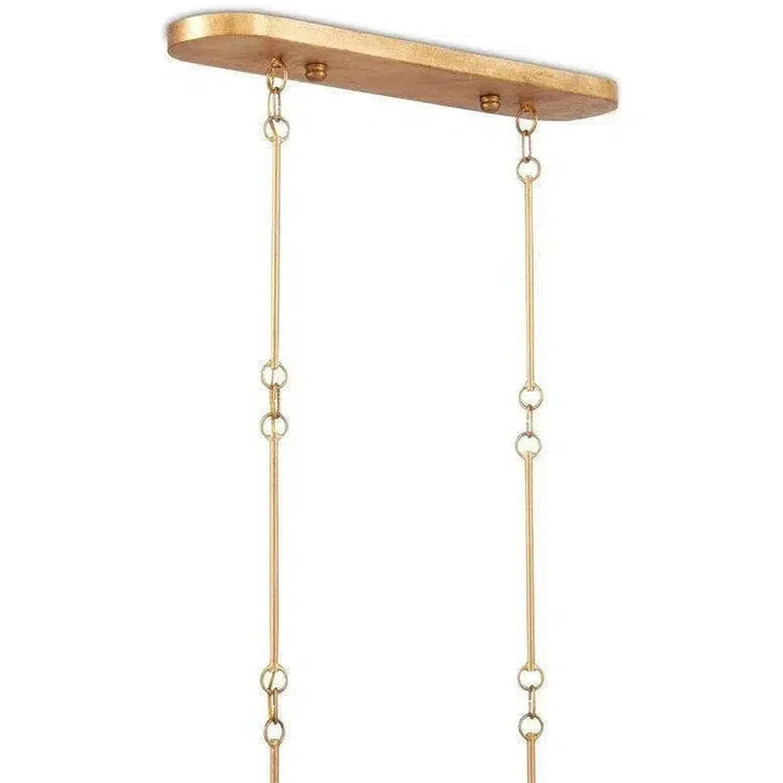 Satin Black Gold Leaf Grand Lotus Black Oval Chandelier - LOOMLAN - Currey & Co - Chandeliers