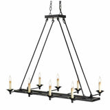 Satin Black Houndslow Rectangular Chandelier Chandeliers LOOMLAN By Currey & Co