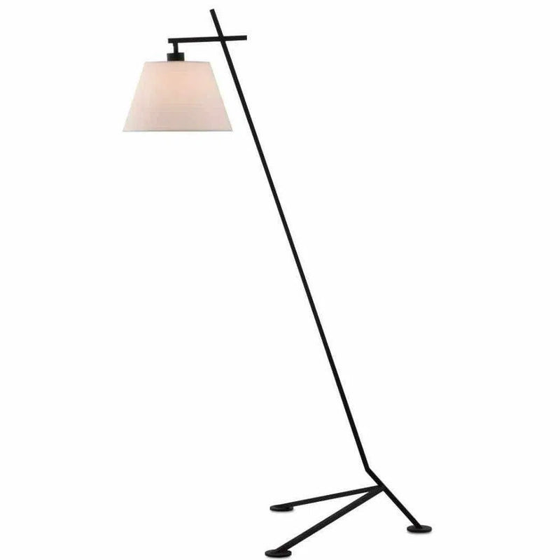 Satin Black Kiowa Floor Lamp Floor Lamps LOOMLAN By Currey & Co