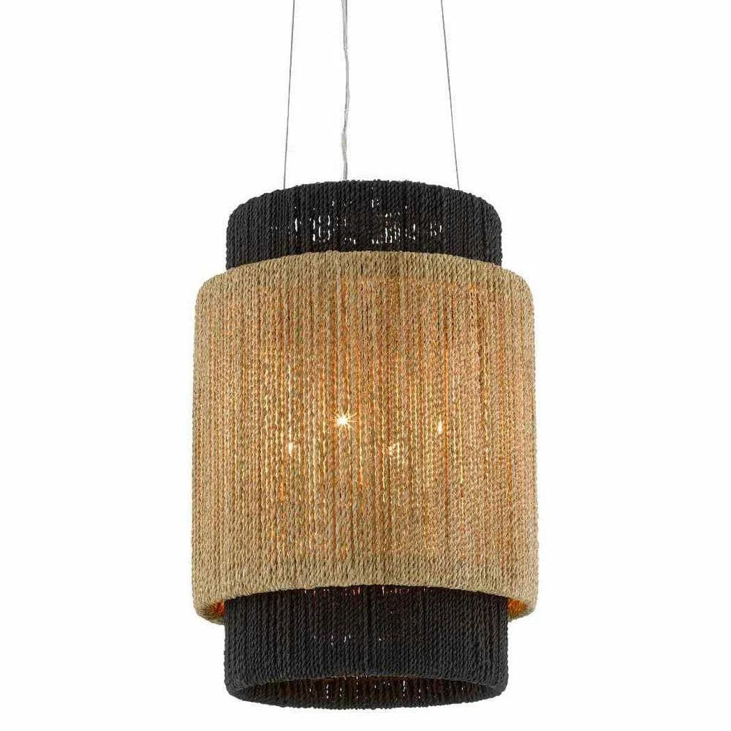 Satin Black Natural Black wood Viewforth Chandelier