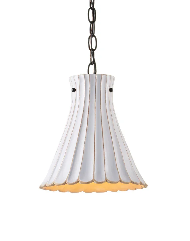 Satin Black White Crackle Jazz Pendant - LOOMLAN - Currey & Co - Pendants