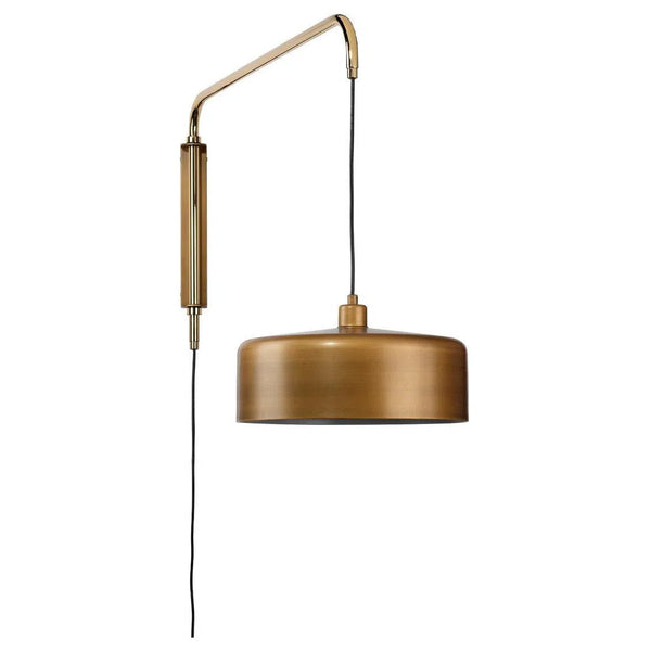 Satin Brass Jeno Swing Arm Wall Sconce Large Wall Sconces LOOMLAN By Jamie Young
