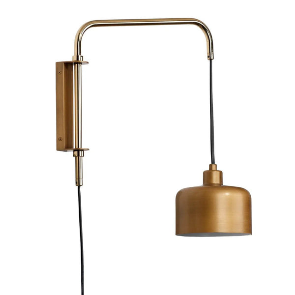Satin Brass Jeno Swing Arm Wall Sconce Small Wall Sconces LOOMLAN By Jamie Young