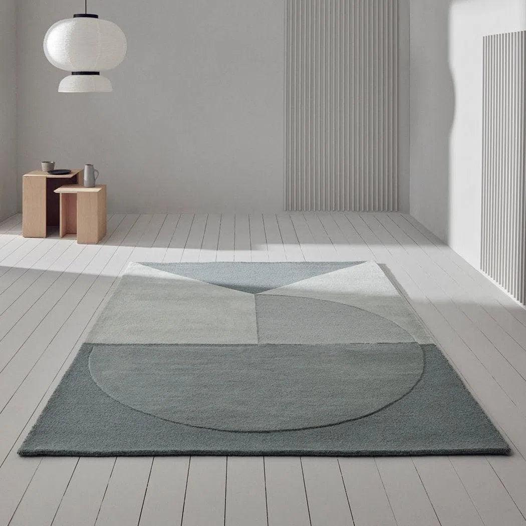 Satomi Aqua Blue Geometric Wool Rug