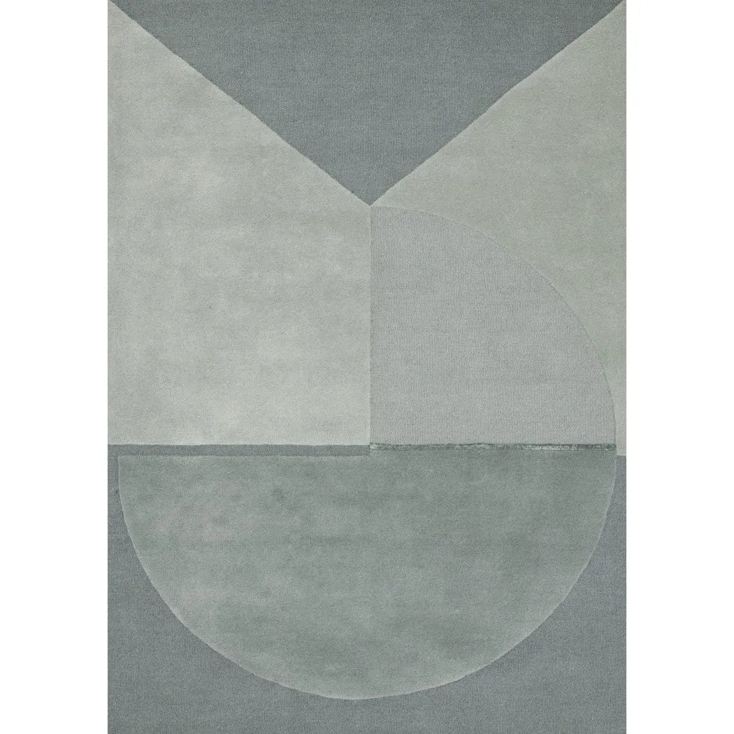 Satomi Aqua Blue Geometric Wool Rug