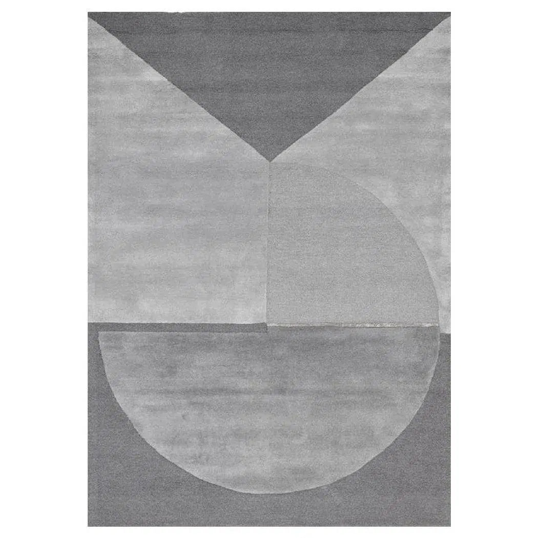 Satomy Anthracite Grey Geometric Wool Rug