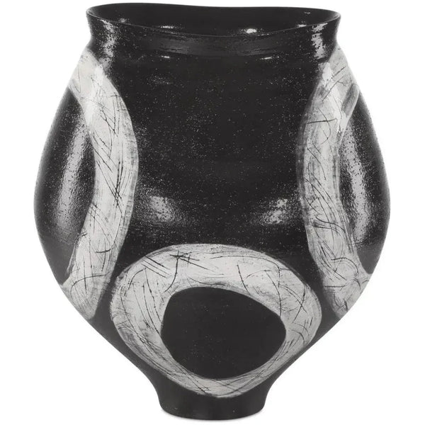 Satori Porcelain Black Vase - LOOMLAN - Currey & Co - Vases & Jars