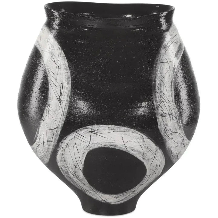 Satori Porcelain Black Vase - LOOMLAN - Currey & Co - Vases & Jars