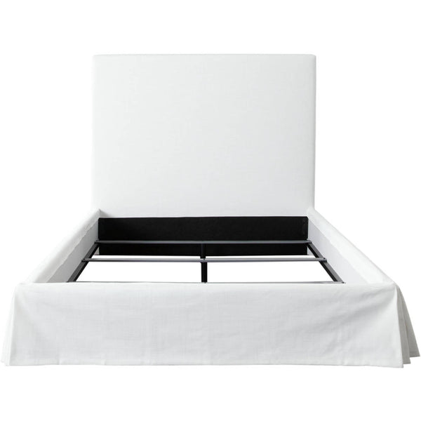 Savannah 58" Queen Slipcover Bed in White Linen Fabric-Beds-Diamond Sofa-LOOMLAN