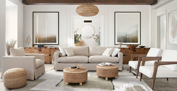 Savannah Slip-Cover Sofa in Sand Natural Linen-Sofas & Loveseats-Diamond Sofa-LOOMLAN