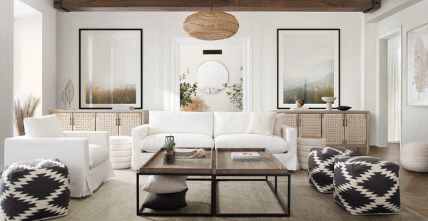 Savannah Slip-Cover Sofa in White Natural Linen-Sofas & Loveseats-Diamond Sofa-LOOMLAN