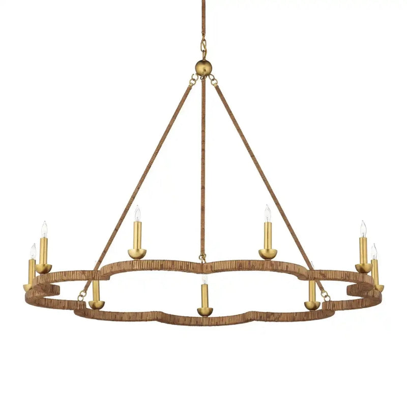 Savoie Rattan Wrapped Chandelier-Chandeliers-Currey & Co-LOOMLAN