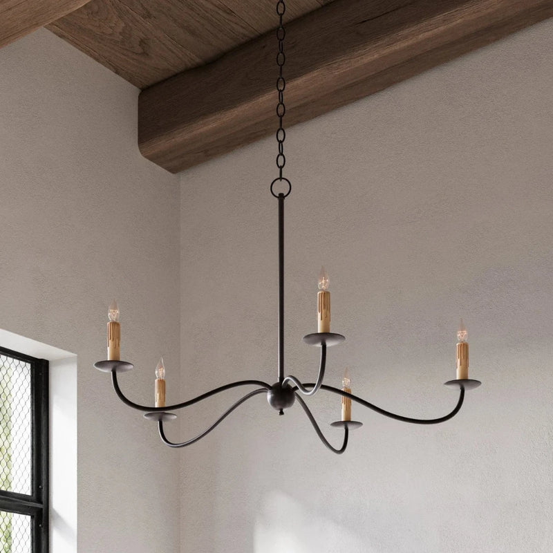 Saxon Iron Framed Small Black Chandelier