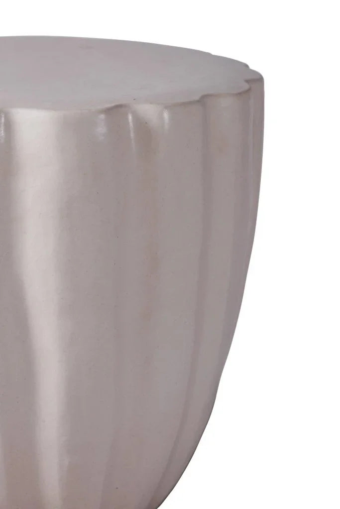 Scallop Ceramic Patio Armless Stool-Garden Stools-Seasonal Living-LOOMLAN