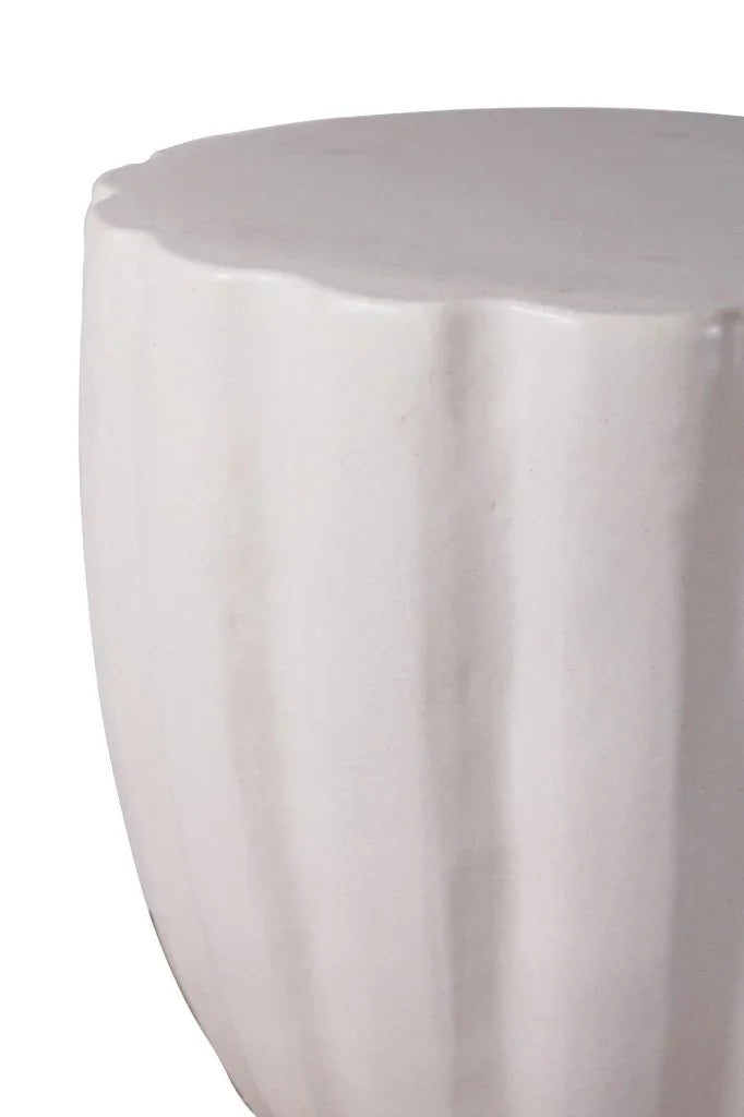 Scallop Ceramic Patio Armless Stool-Garden Stools-Seasonal Living-LOOMLAN