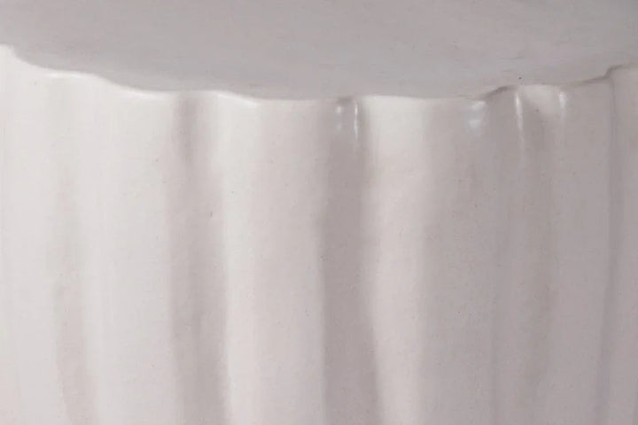 Scallop Ceramic Patio Armless Stool-Garden Stools-Seasonal Living-LOOMLAN