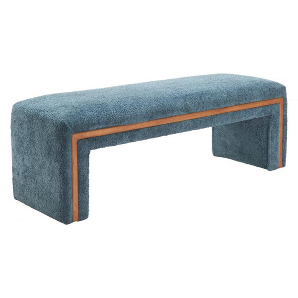 Scatola Blue Shearling Fabric Bedroom Bench