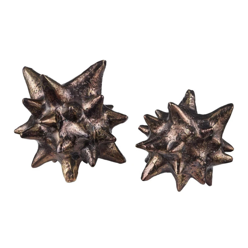 Currey & Co-Scorched Bronze Jacks Modern Objects (2PC )-Statues & Sculptures-LOOMLAN