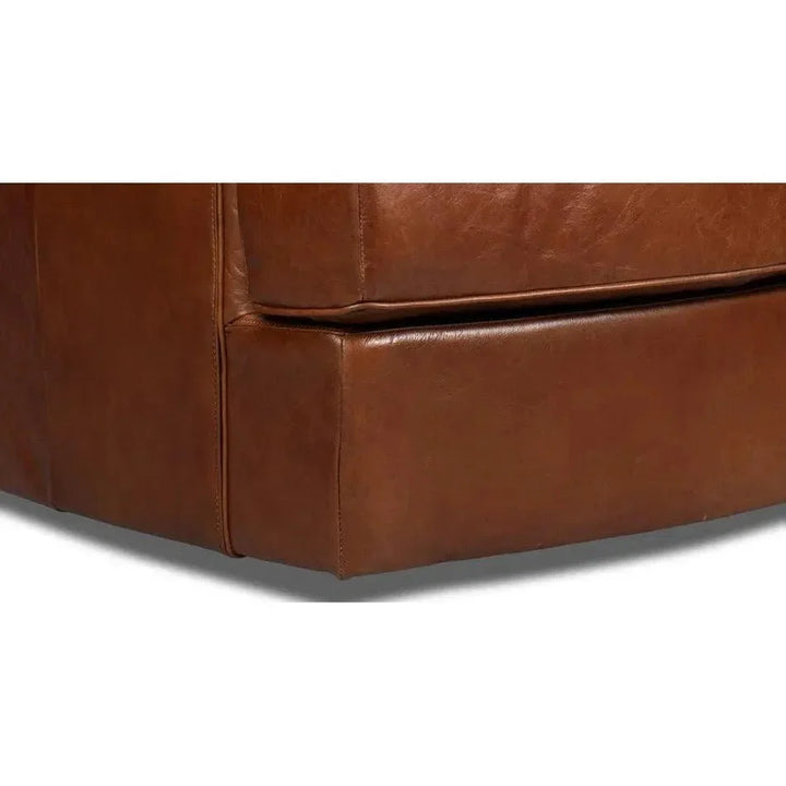 Scoth Swivel Club Chair In Distilled Leather - LOOMLAN - Sarreid - Club Chairs