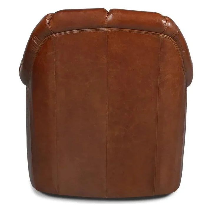 Scoth Swivel Club Chair In Distilled Leather - LOOMLAN - Sarreid - Club Chairs