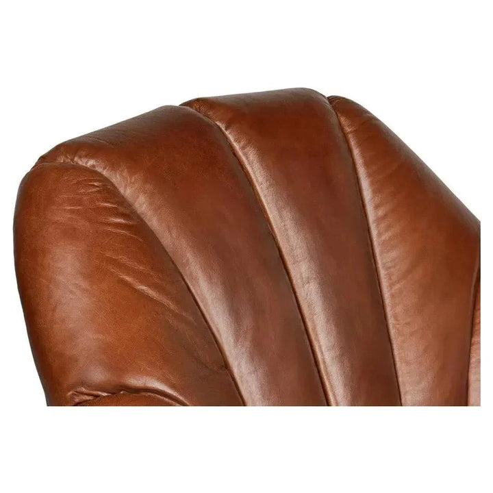 Scoth Swivel Club Chair In Distilled Leather - LOOMLAN - Sarreid - Club Chairs