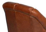 Scoth Swivel Club Chair In Distilled Leather-Club Chairs-Sarreid-LOOMLAN