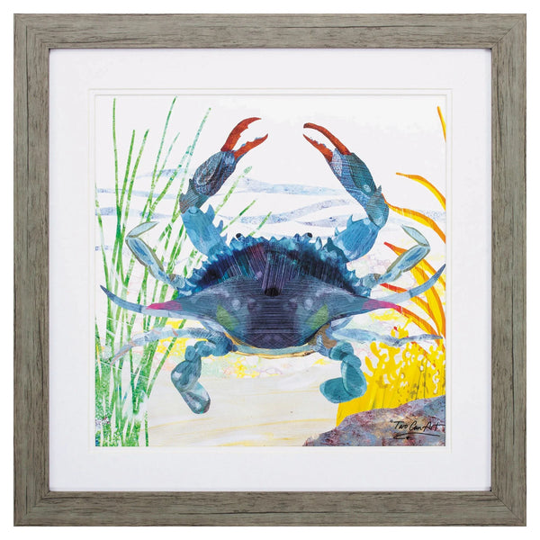 Sea Creature Crab Yellow Framed Wall Art