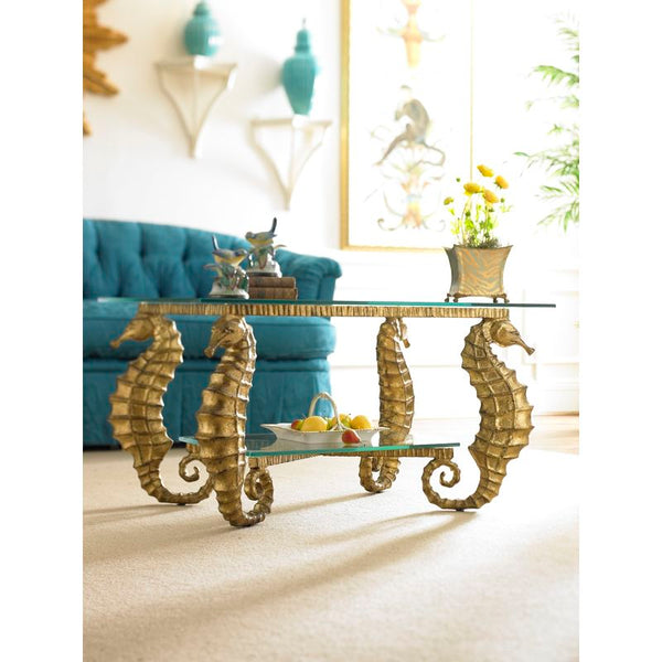 Seahorse Style Aluminum Framed Gold Coffee Table-Coffee Tables-Chelsea House-LOOMLAN