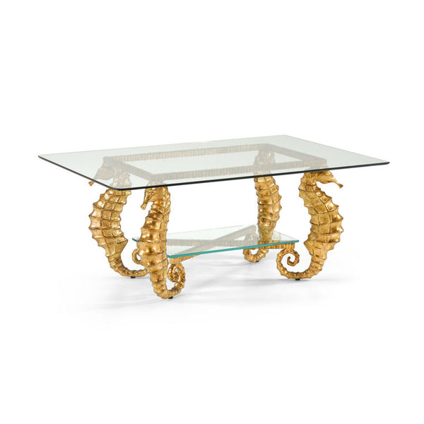 Seahorse Style Aluminum Framed Gold Coffee Table-Coffee Tables-Chelsea House-LOOMLAN