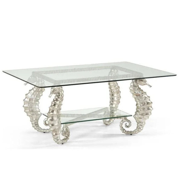 Seahorse Style Aluminum Framed Silver Coffee Table - LOOMLAN - Chelsea House - Coffee Tables