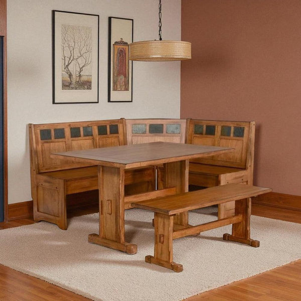 Sedona Breakfast Nook Set With Storage Bench-Dining Table Sets-Sunny D-LOOMLAN