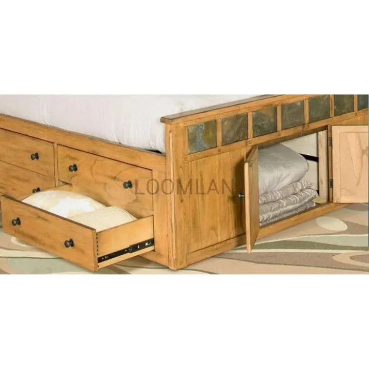Sedona Wooden Brown Storage Bed - LOOMLAN - Sunny D - Beds