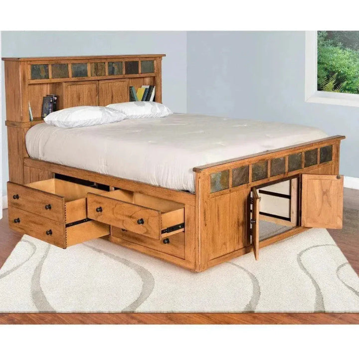 Sedona Wooden Brown Storage Bed - LOOMLAN - Sunny D - Beds