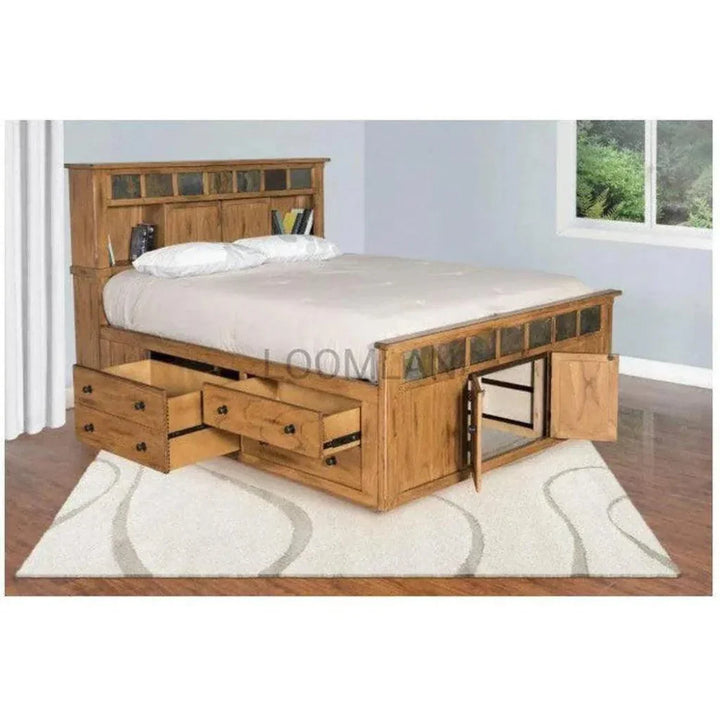 Sedona Wooden Brown Storage Bed - LOOMLAN - Sunny D - Beds