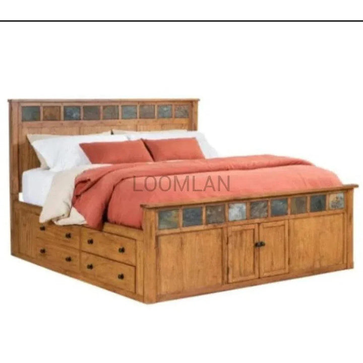 Sedona Wooden Brown Storage Bed - LOOMLAN - Sunny D - Beds
